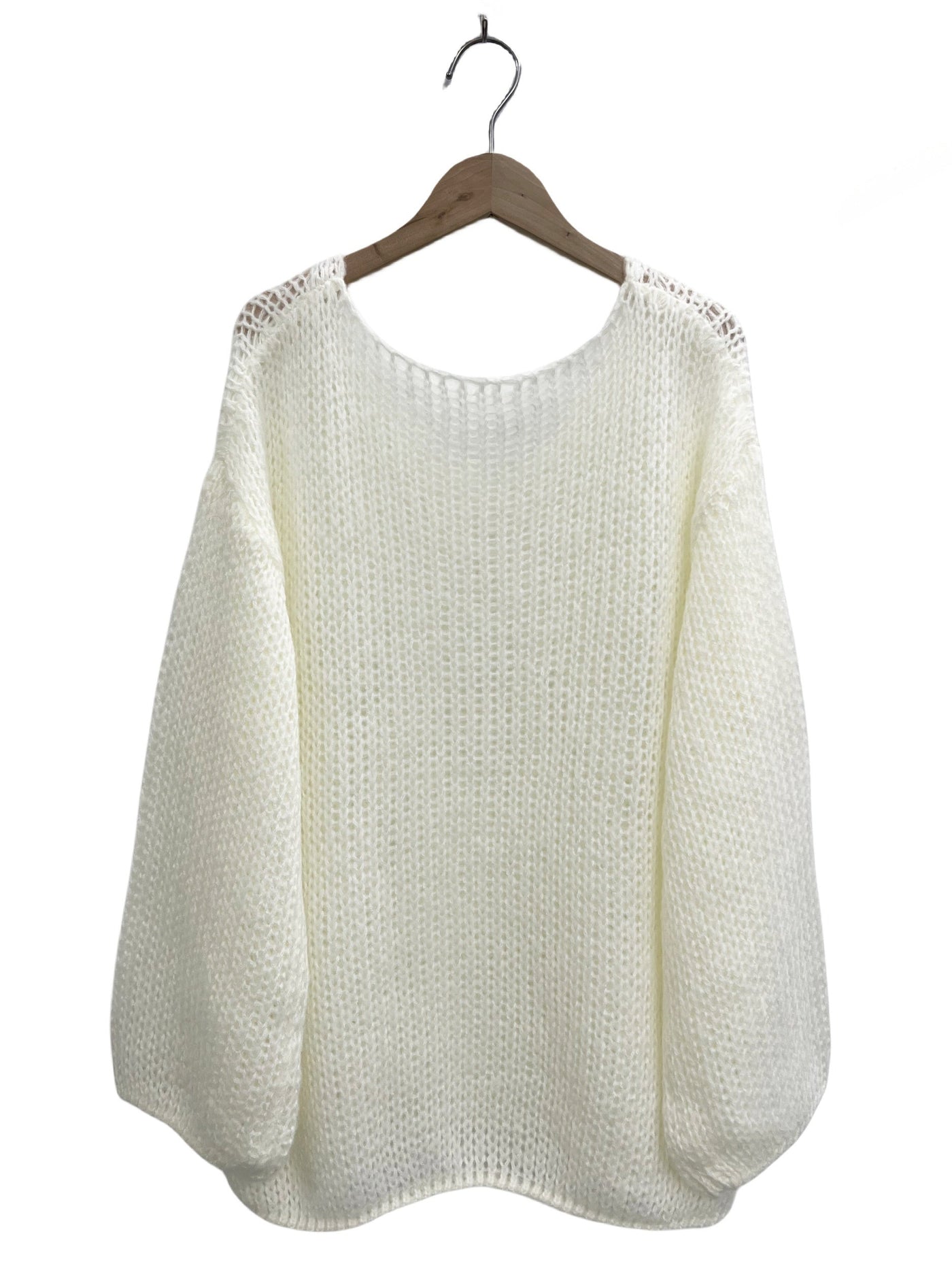 V Hals Pointelle Gebreide Trui Casual Lange Mouwen