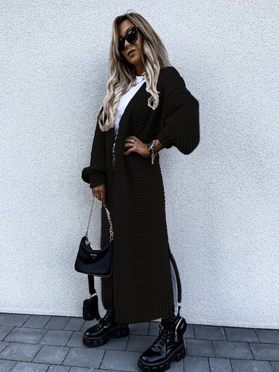 Effen Open Front Side Split Casual Lang Mouw Vest