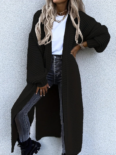 Effen Open Front Side Split Casual Lang Mouw Vest