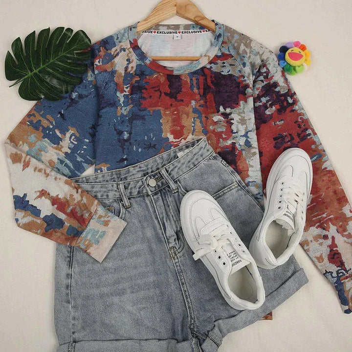 Frieda - Trui met abstracte print