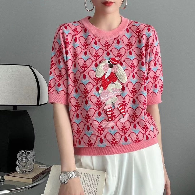 Ginevra™ - Fijn Gebreide Top met Schattige Cartoon