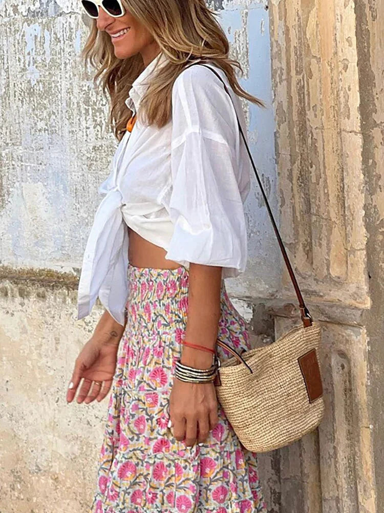 Casual Blouse met Halve Mouwen