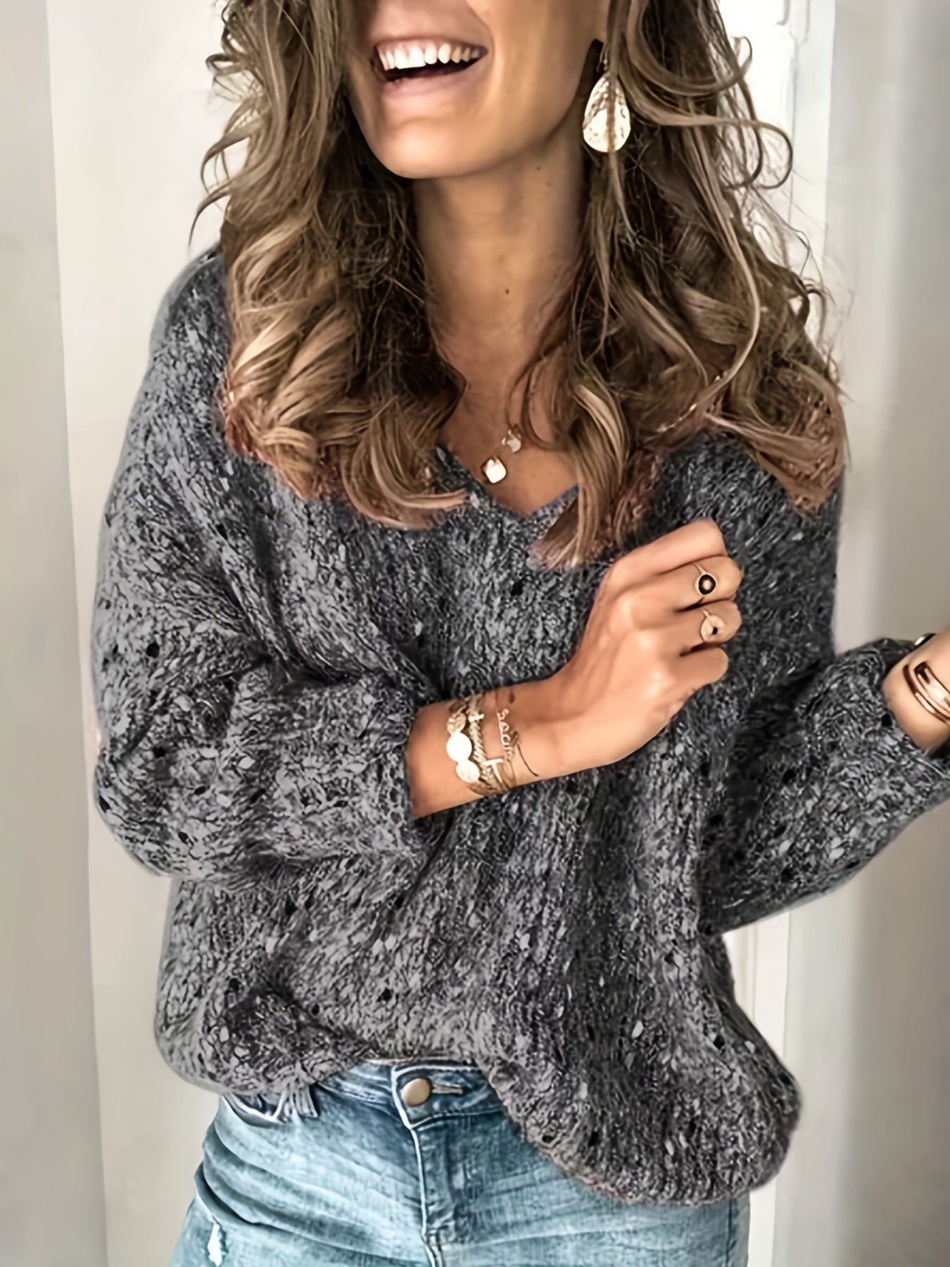 Lange mouw Drop Schouder Losse Casual Sweater