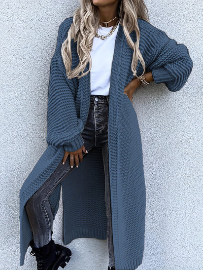 Effen Open Front Side Split Casual Lang Mouw Vest