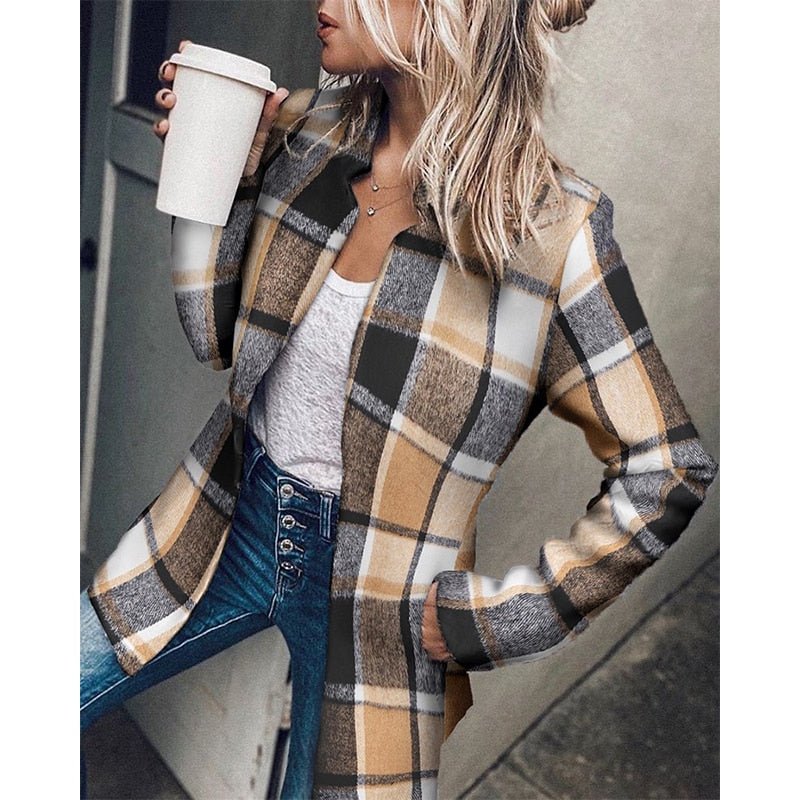 Camilla™ -  Elegant Plaid-Print  Blazer/Jas