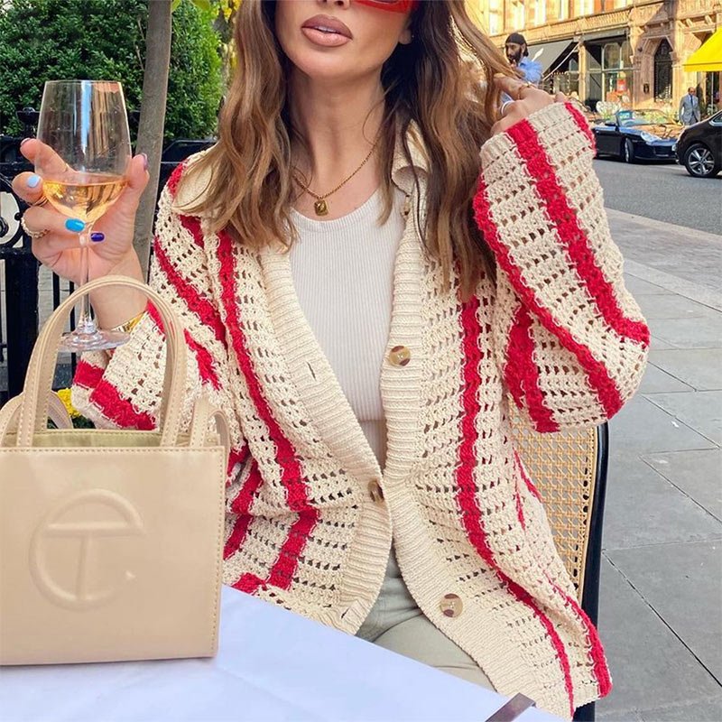 Ginevra™ - Gebreide Gestreepte Cardigan Set