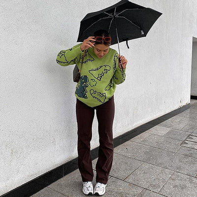 Ginevra™ -  Oversized Sweater met Dino's!