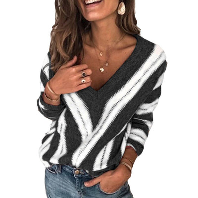 Ginevra™ - Door de grote vraag naar collectie, is de voorraad beperkt! -  Pullover met V-Hals en Streeppatroon