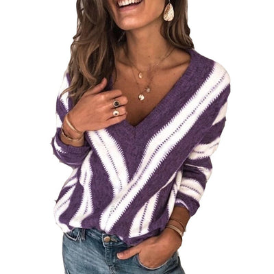 Ginevra™ - Door de grote vraag naar collectie, is de voorraad beperkt! -  Pullover met V-Hals en Streeppatroon