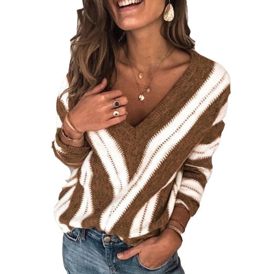Ginevra™ - Door de grote vraag naar collectie, is de voorraad beperkt! -  Pullover met V-Hals en Streeppatroon