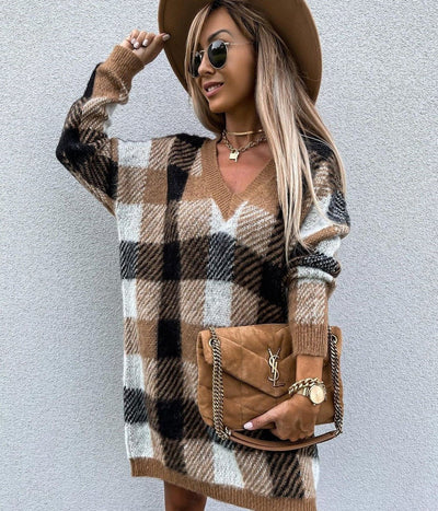 Sofia&Aurora™ - Modieuze Mini Jurk met Plaid Patroon